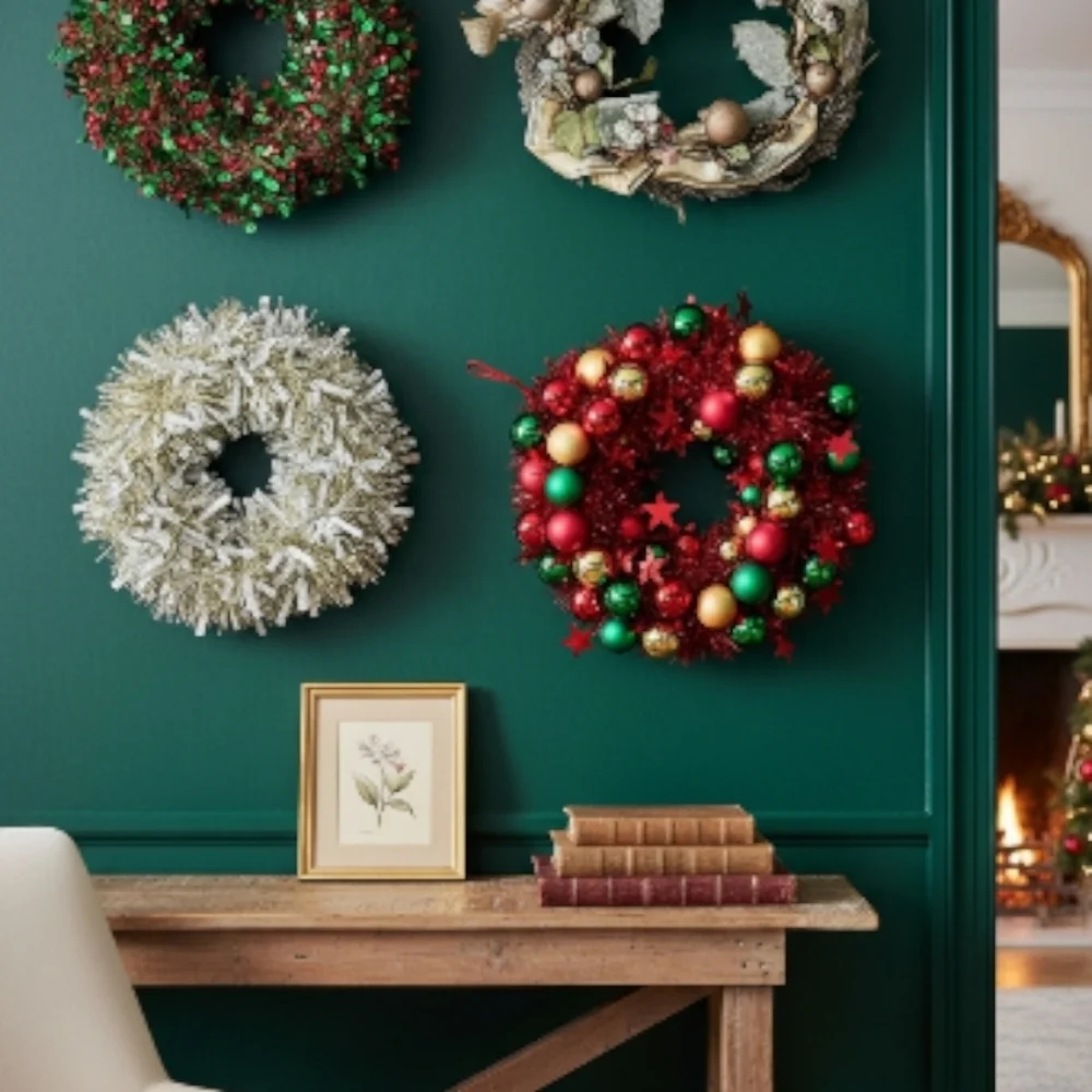 Festive Holiday Wreath Set - Red, Green, Gold, Silver ALL FOR. *** 1 PRICE***